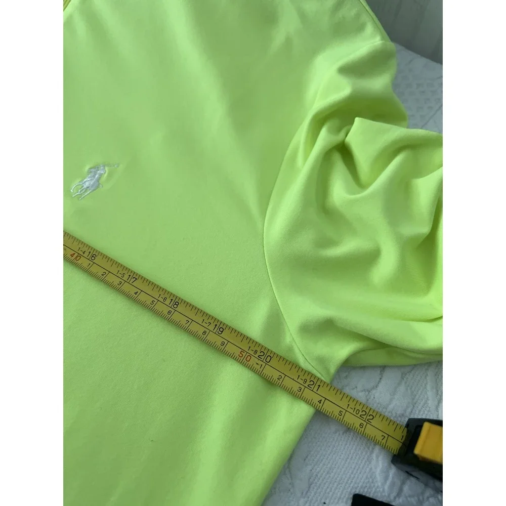 Ralph Lauren Polo Golf Mens M Neon Green Quarter Zip Performance Pullover PONY